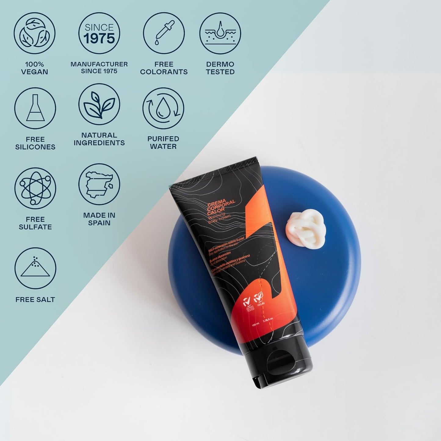 VALQUER Crema Corporal Efecto Calor | Recuperación Y Relajación Muscular Post Entrenamiento | Estimula La Microcirculación Con Guaraná Y Centella Asiática | 100 Ml