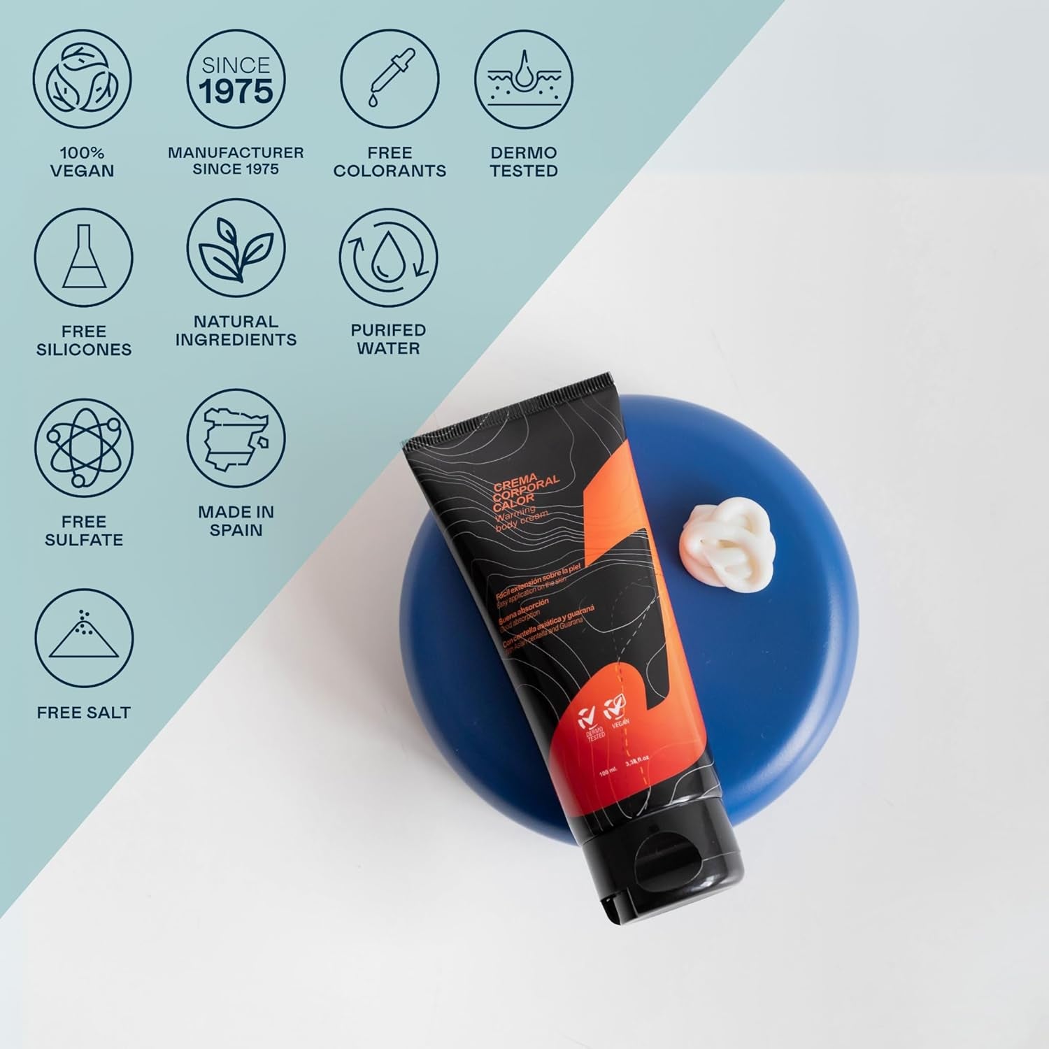 VALQUER Crema Corporal Efecto Calor | Recuperación Y Relajación Muscular Post Entrenamiento | Estimula La Microcirculación Con Guaraná Y Centella Asiática | 100 Ml